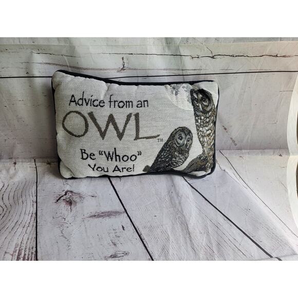 Owl Woven Tapestry Decorative Pillow Double SIded Advice Life's A Hoot - Picture 1 of 4